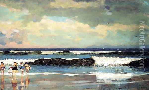 On the Beach, Long Branch, New Jersey Oil Painting - Winslow Homer
