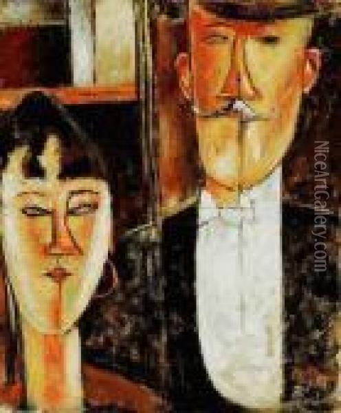 Bride And Groom Oil Painting - Amedeo Modigliani