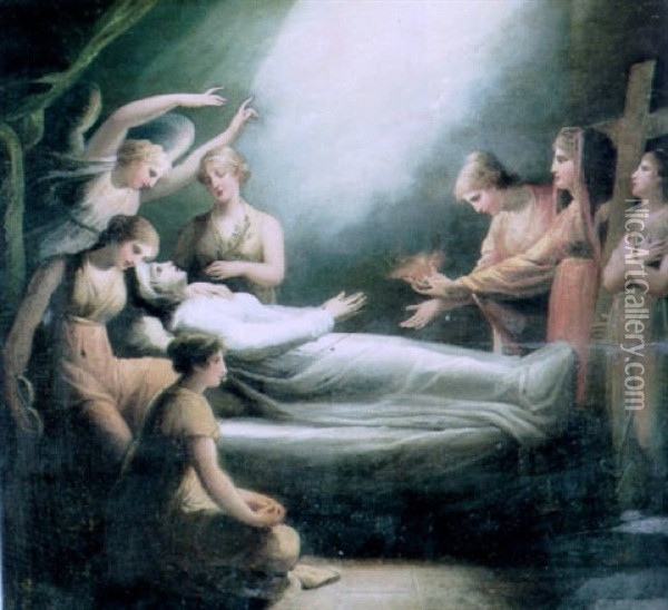Christ Raising The Young Woman From Her Deathbed Oil Painting - Maria Hadfield Cosway