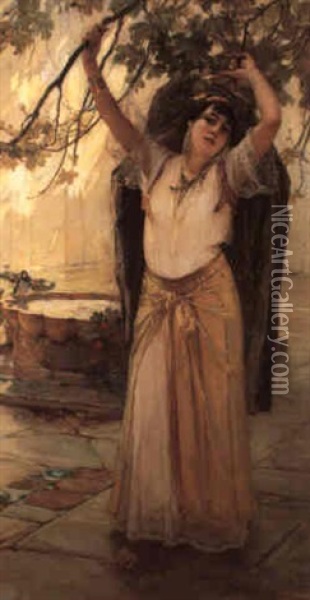 A Harem Girl Oil Painting - Frederick Arthur Bridgman