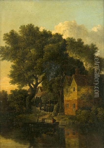Houses At Thorpe Oil Painting - John Berney Crome