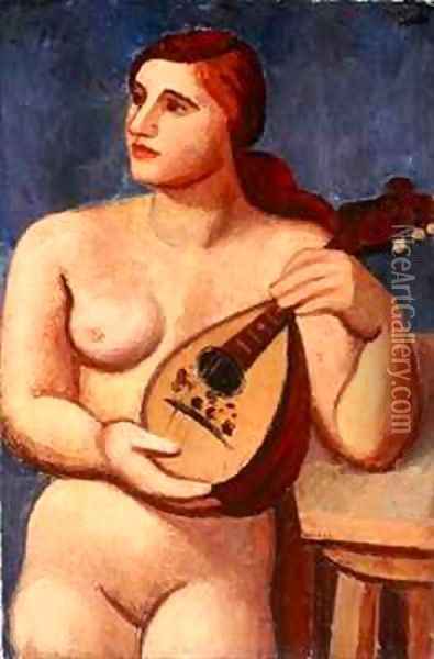 Nude with Mandolin Oil Painting - Mark Gertler