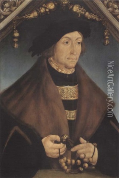 A Portrait Of The Count Palatine George Of Wittelsbach,     Bishop Of Speyer Oil Painting - Hans Wertinger