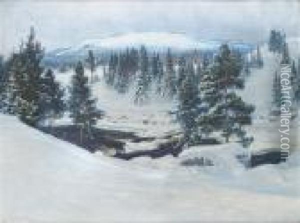 Vinterstamning Vid Ljungan Oil Painting - Carl August Johansson