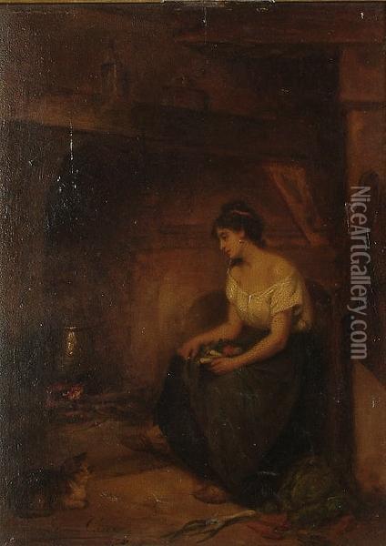 Preparing The Soup Oil Painting - Leon Caille