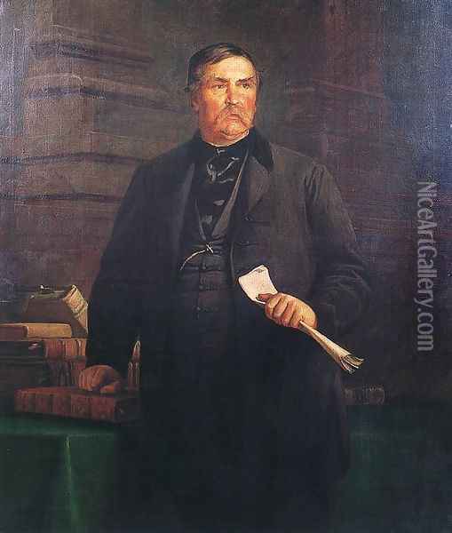 Portrait of Ferenc Deak 1869 Oil Painting - Bertalan Szekely