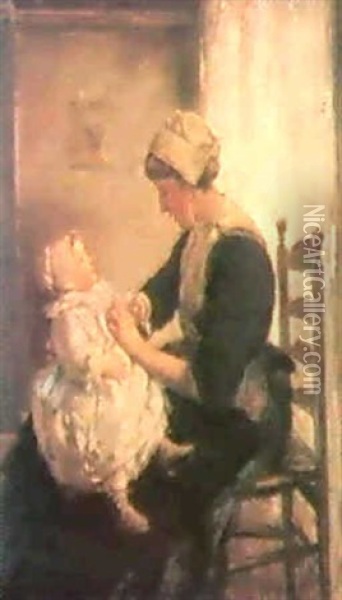 Motherhood Oil Painting - Robert Gemmell Hutchison