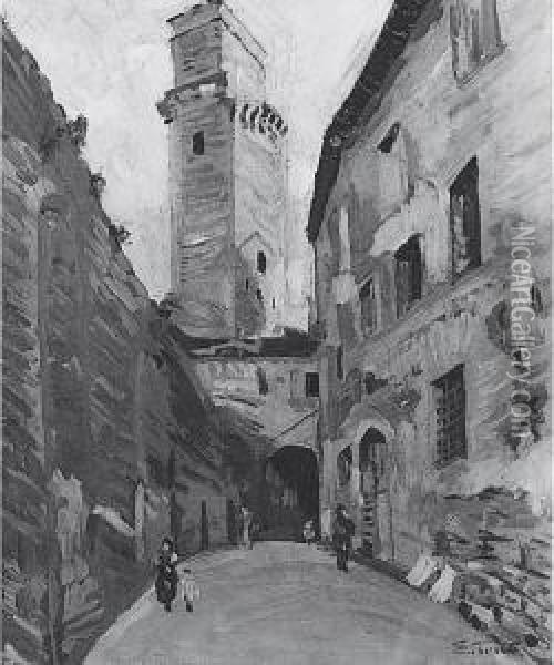 San Gimignano Oil Painting - Egidio Tonti