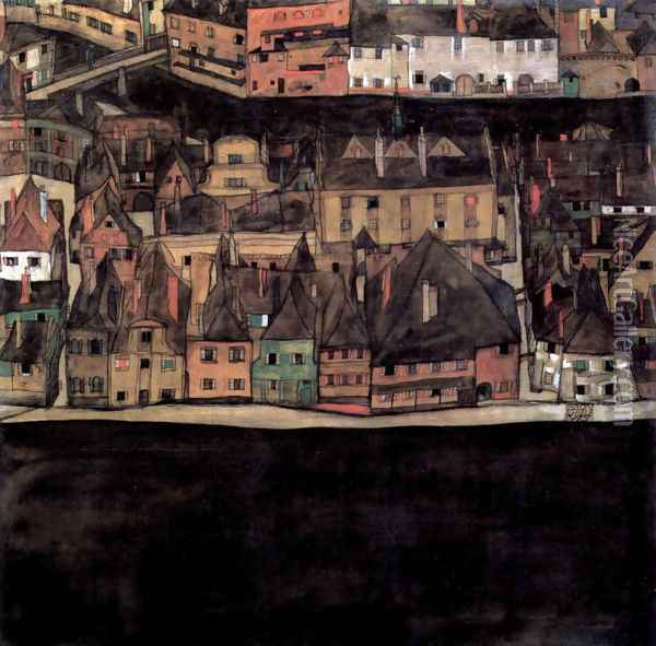 The Town (Cesk ý Krumlov) Oil Painting - Egon Schiele