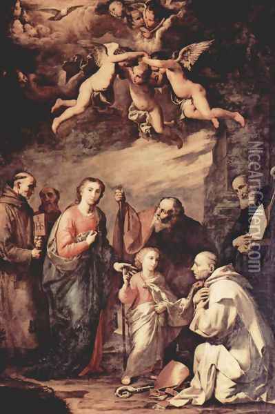St. Bernard of Siena and St. Bonaventure and St. Elias Oil Painting - Jusepe de Ribera