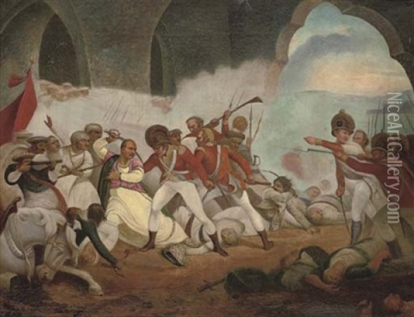 The Last Effort And Fall Of Tipu Sultan Oil Painting - Henry Singleton