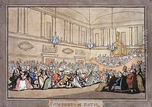An Assembly Ball, plate 10 from Comforts of Bath, 1798 Oil Painting - Thomas Rowlandson