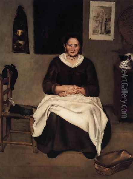 Old Woman Seated Oil Painting - Antonio Puga