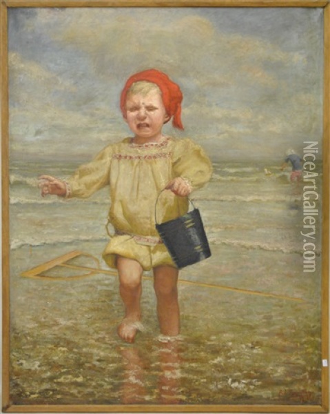 Enfant A La Mer Oil Painting - Adolphe Jomouton