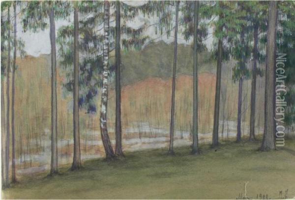 Birken Am Waldrand Oil Painting - Ivan Klioune