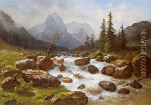 Blick Auf Daswetterhorn In Der Schweiz Oil Painting - Gustav Hausmann