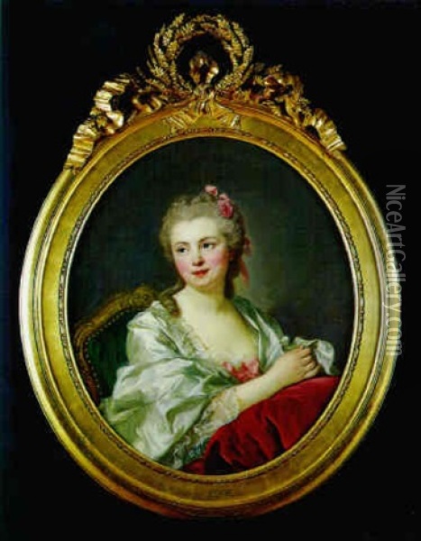 Portrait De Jeune Femme Oil Painting - Louis Michel van Loo