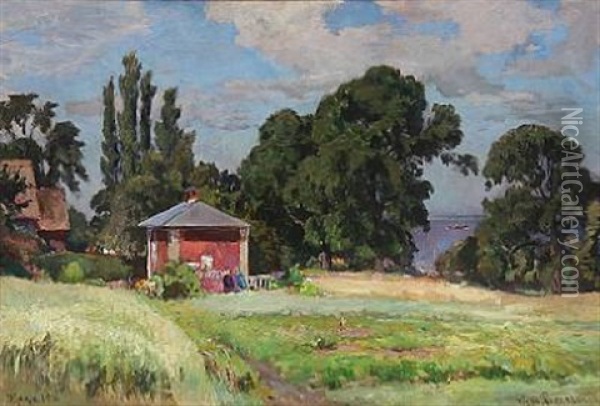 Malerhuset Ved Hagagaarden Oil Painting - Viggo Pedersen
