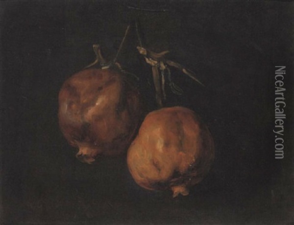 Stilleben Mit Zwei Granatapfeln Oil Painting - Nikolaus Gysis