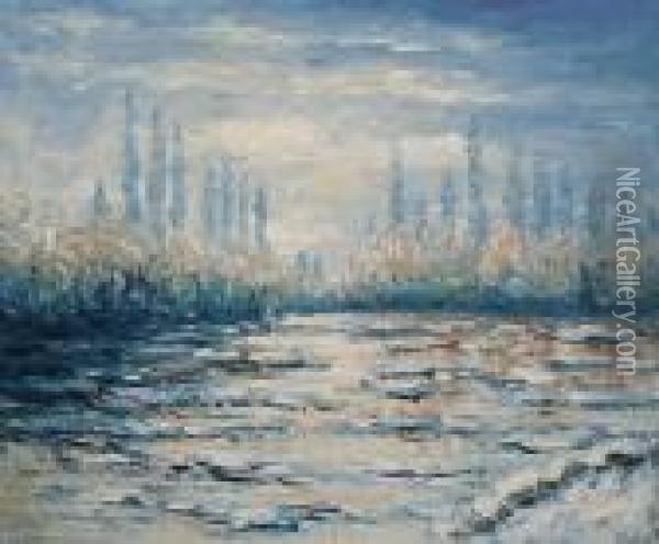 Floating Ice Near Vetheuil Oil Painting - Claude Oscar Monet