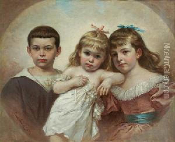 Portret Dzieci Oil Painting - Wladyslaw Bakalowicz