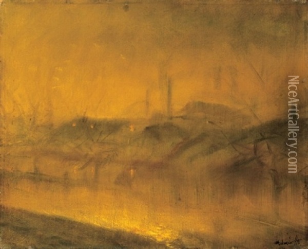 Alkonyi Fenyek (sunset Lights) Oil Painting - Laszlo Mednyanszky