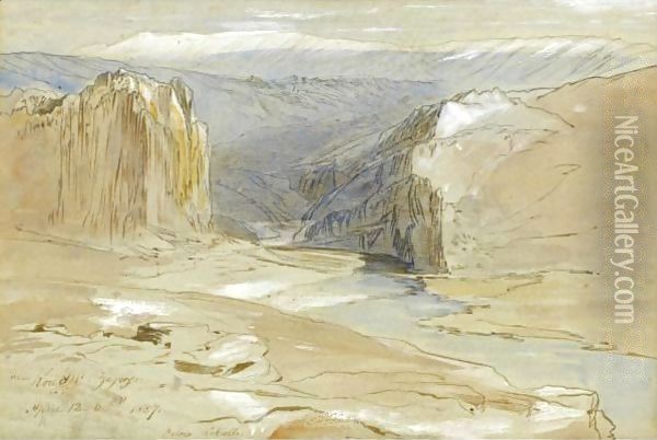 A View Of Kouthlli, Zajoei, Greece Oil Painting - Edward Lear