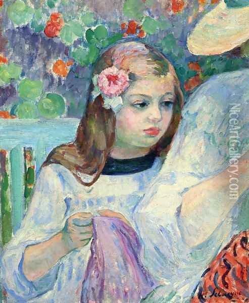 The Sewing Lesson Oil Painting - Henri Lebasque
