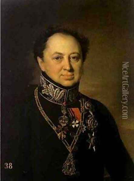 Portrait Of DP Tatishchev 1838 Oil Painting - Vasili Andreevich Tropinin