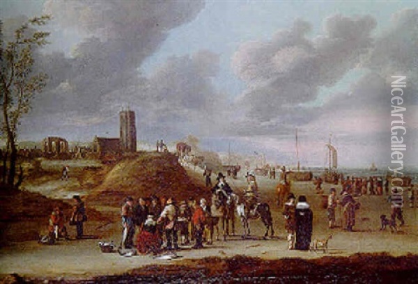 La Plage De Scheveningen Oil Painting - Cornelis Beelt