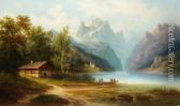 Alpenlandschaft Mit Gebirgssee Oil Painting - Colestin Brugner