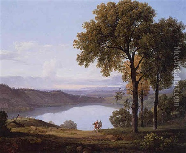 View Of Lake Nemi Oil Painting - Nicolas Didier Boguet