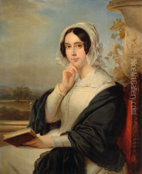 Portrait Of A Lady Oil Painting - Jan Adam Janszoon Kruseman