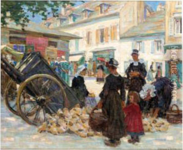 The Market Oil Painting - Aloysius C. O'Kelly
