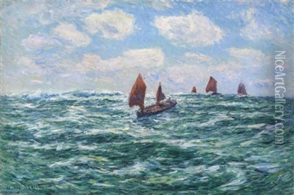 Fishing Boats, Audierne Oil Painting - Henry Moret