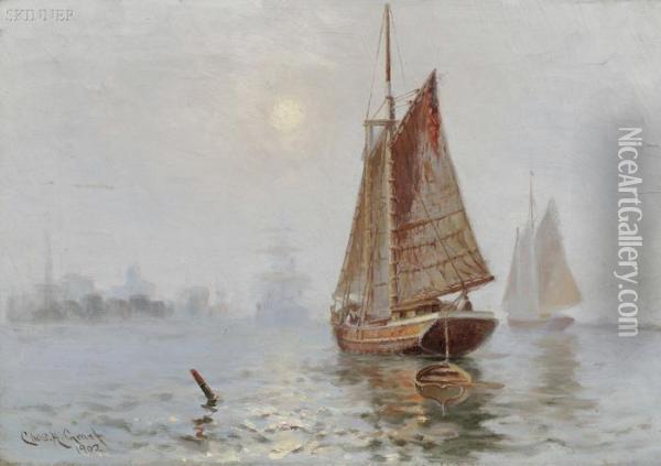 Sailboats In Morning Fog Oil Painting - Charles Henry Grant