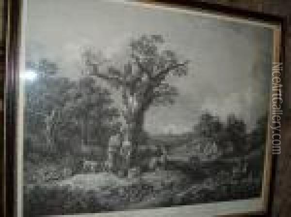 Gainsborough: The Rural Lovers Oil Painting - Thomas Gainsborough