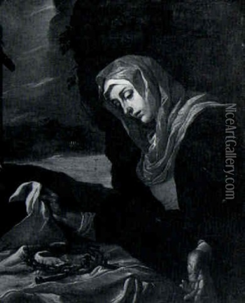 The Virgin Of Sorrow Oil Painting - Mattia Preti