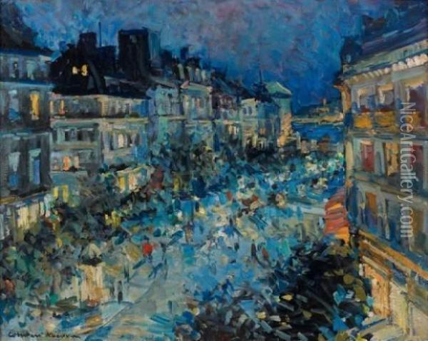 Les Grands Boulevards A Paris Oil Painting - Konstantin Alexeievitch Korovin