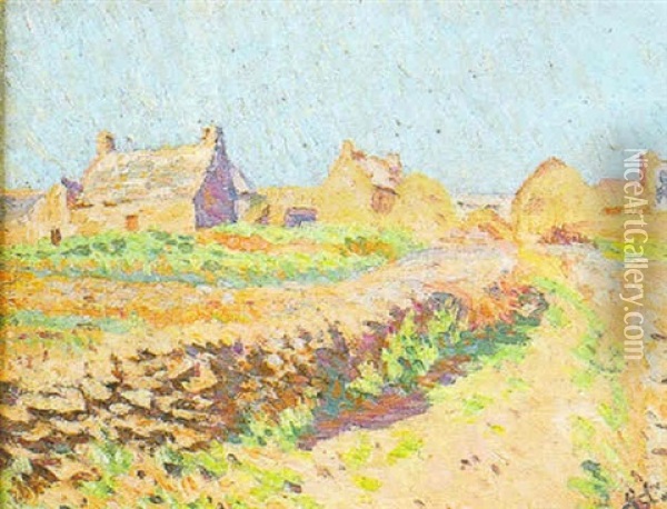 L'entree Du Village Oil Painting - Louis Hayet
