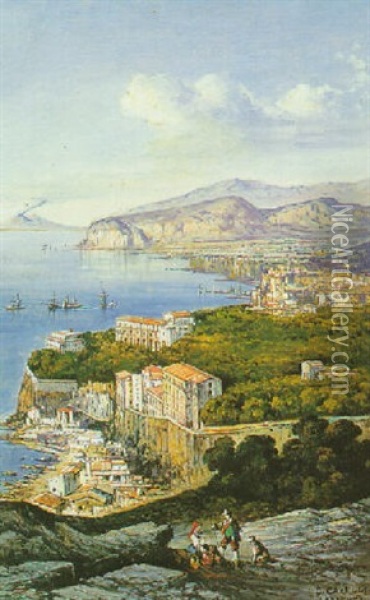 A View Of Sorrento Oil Painting - Consalvo Carelli