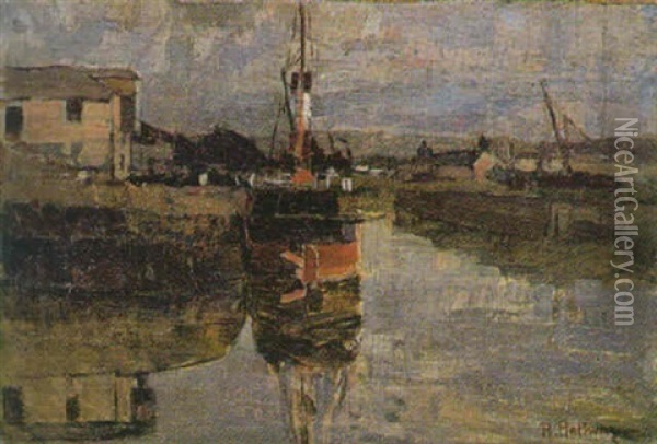 Hafen In Cornwall Oil Painting - Rudolf Hellwag