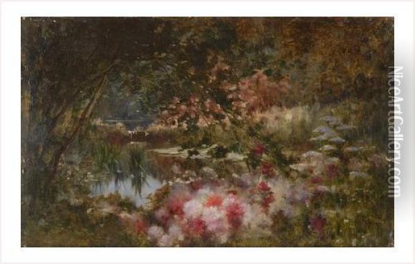 Fleurs Au Bord De L'etang Oil Painting - Adolphe L. Degrange Castex-Degrange