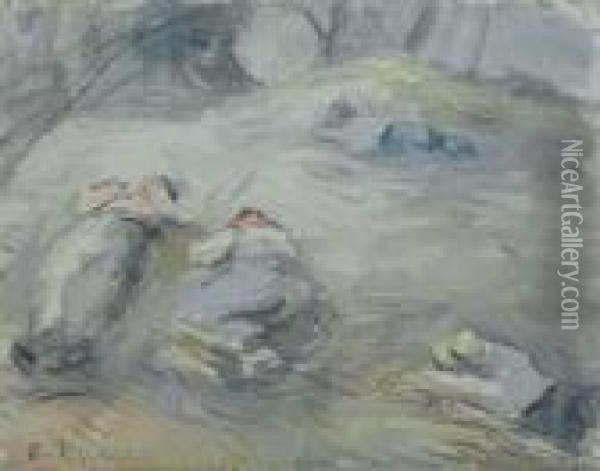 Le Repos Des Moissonneurs Oil Painting - Camille Pissarro