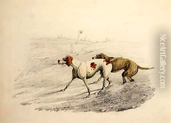 Two Pointers, facing left Oil Painting - Henry Thomas Alken