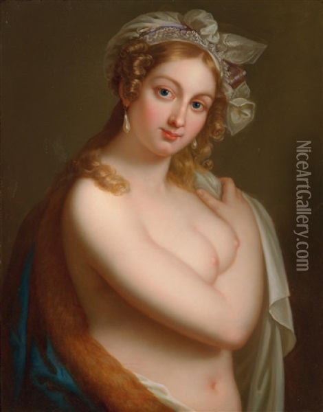 Weiblicher Halbakt Oil Painting - Johann Baptist Lampi the Younger