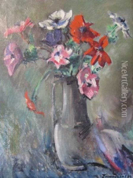 Composition Florale Oil Painting - Czeslaw Zawadzinski