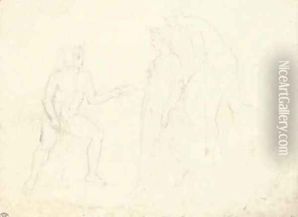 A study for 'Pandora brought to Epimetheus' Oil Painting - John Flaxman