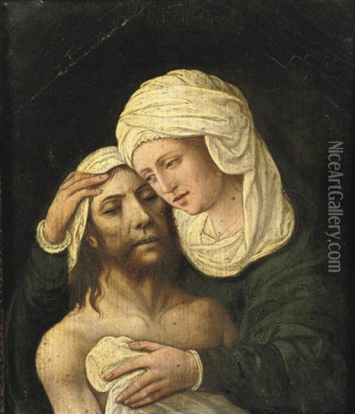 The Pieta Oil Painting - Juan De Flandes