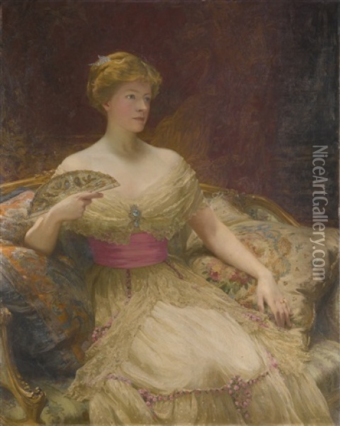 Portrait Of Mrs Austin Mackenzie Oil Painting - Frank Dicksee